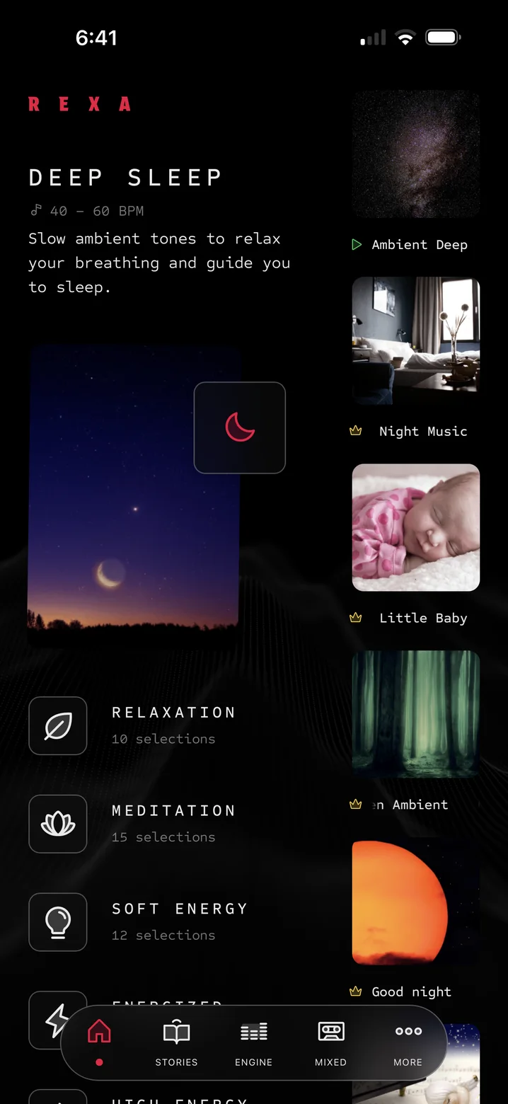 Rexa app screen