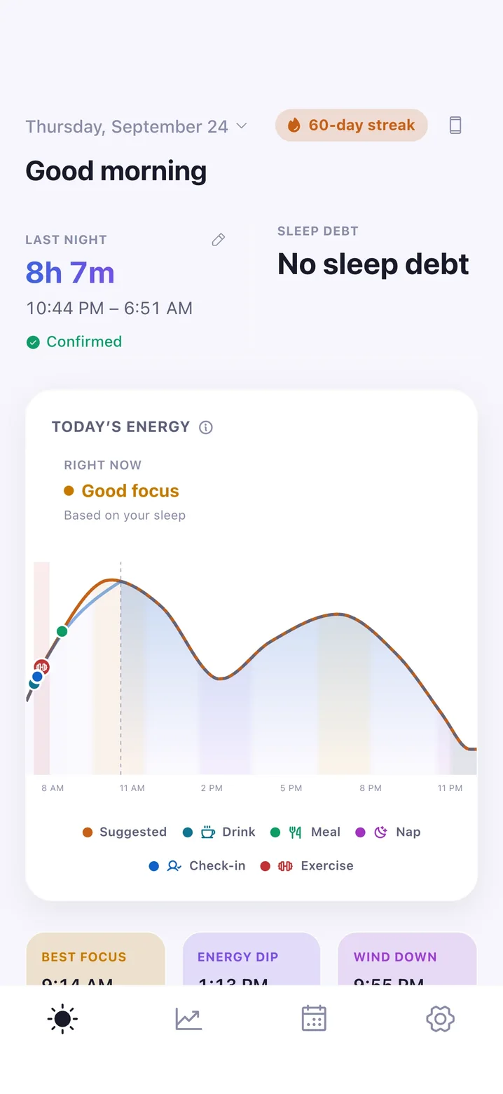 Sunup app screen